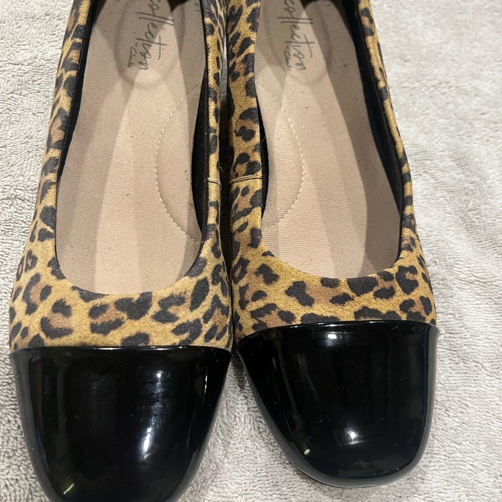 Clarks Brown and Black Heels with Elegant Design